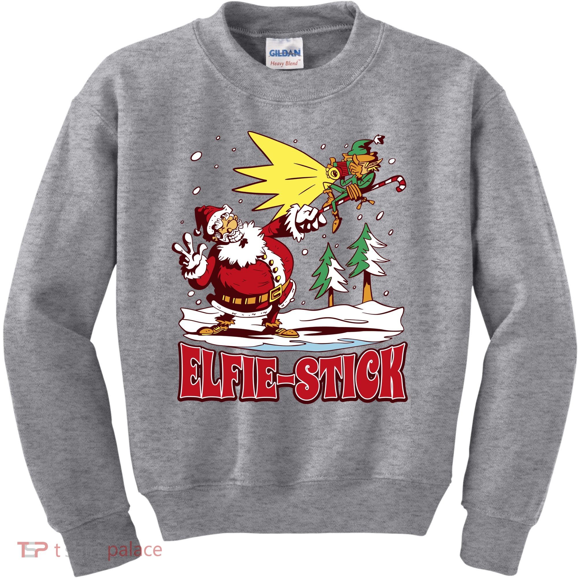 Santa Claus Selfie Funny Elf Christmas Kids Sweatshirt