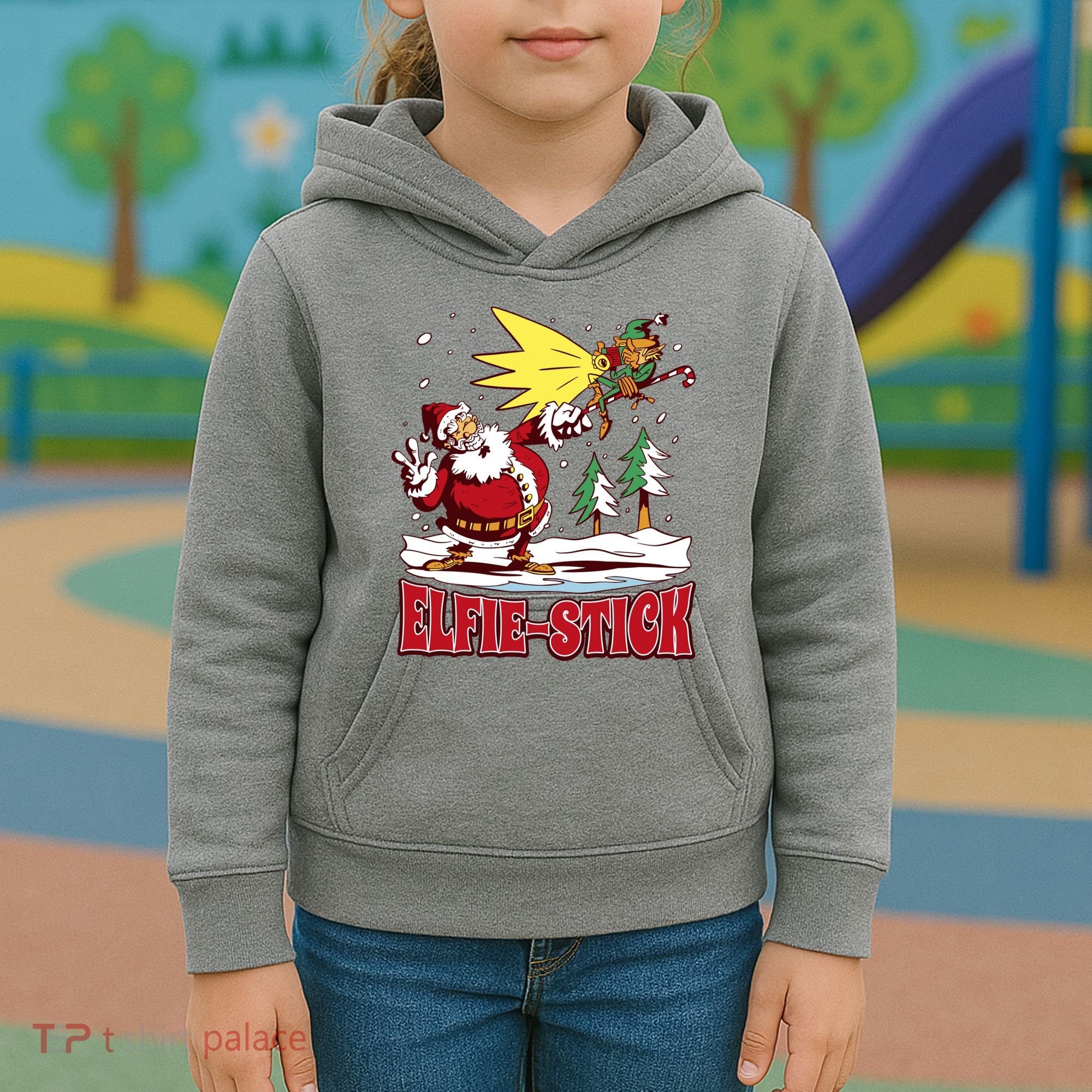 Santa Claus Selfie Funny Elf Christmas Kids Hoodie