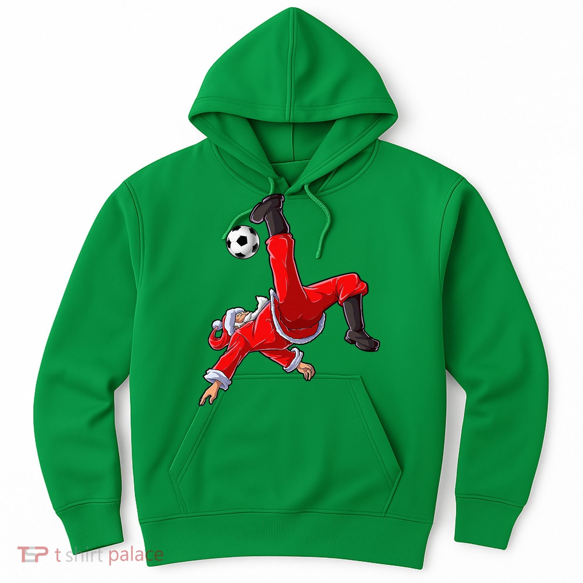 Soccer Christmas Santa Bicycle Kick Xmas Ball Sport Hoodie