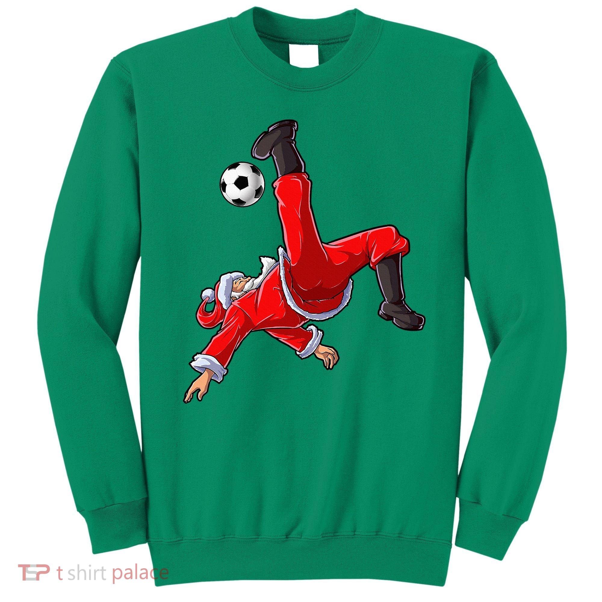 Soccer Christmas Santa Bicycle Kick Xmas Ball Sport Sweatshirt