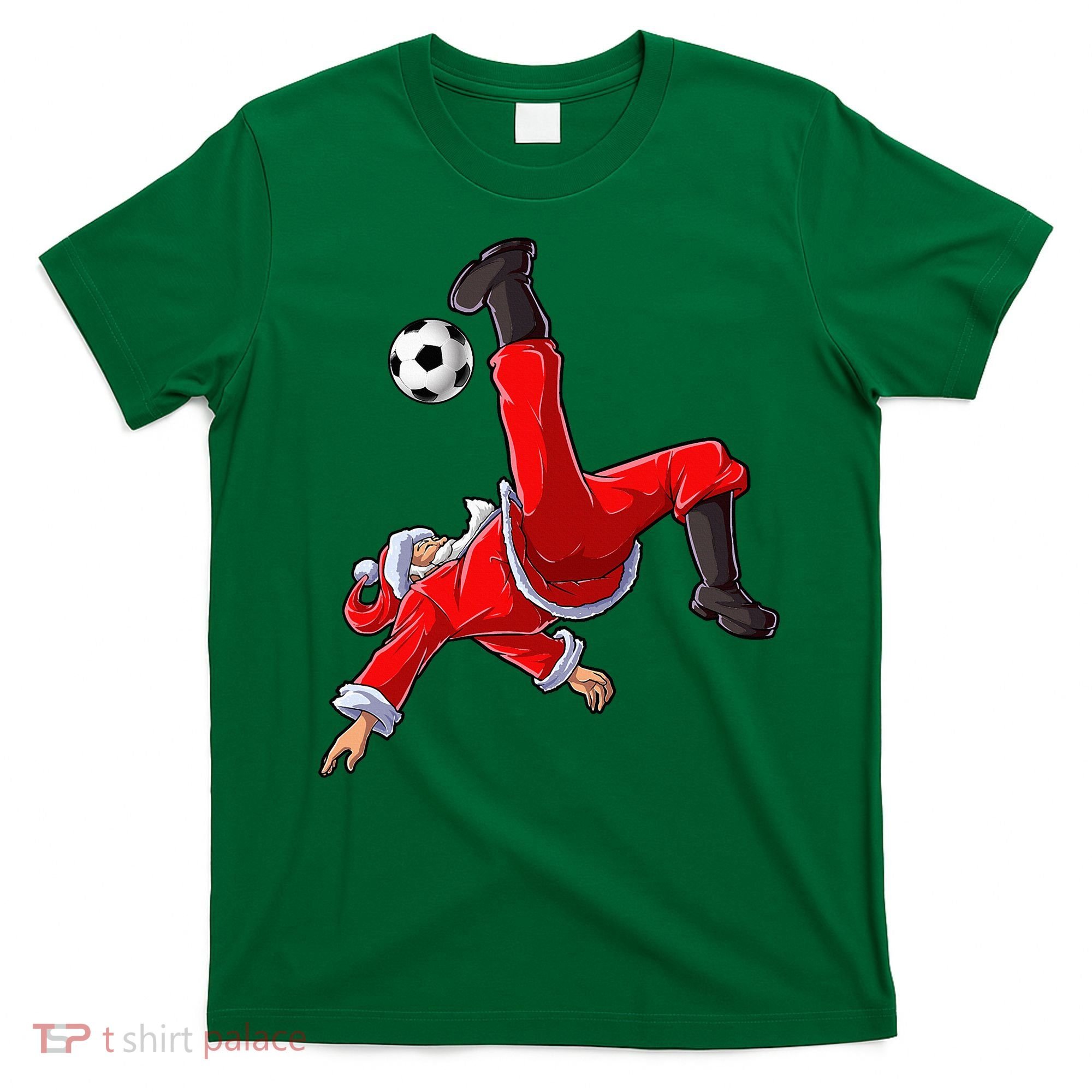 Soccer Christmas Santa Bicycle Kick Xmas Ball Sport T-Shirt