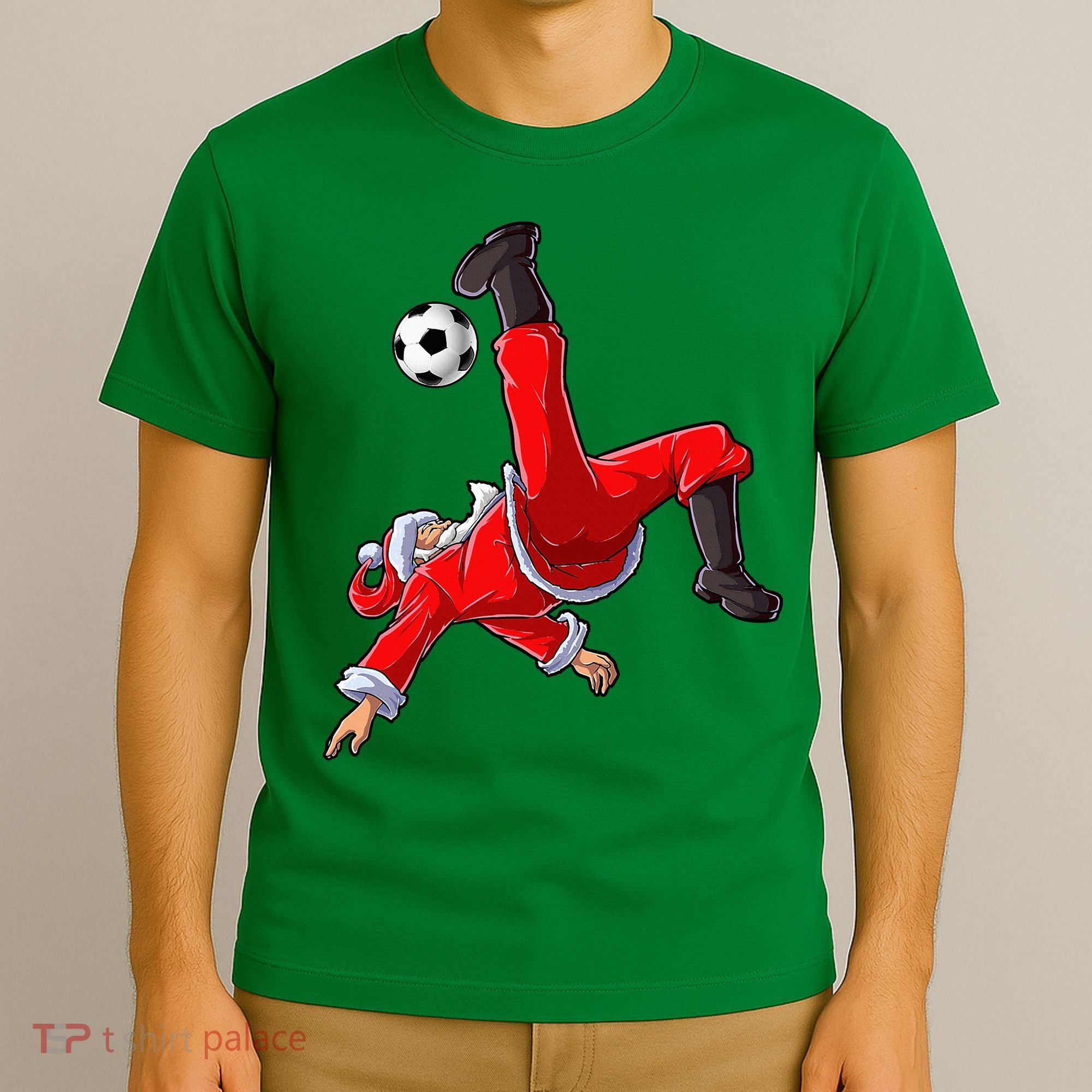 Soccer Christmas Santa Bicycle Kick Xmas Ball Sport T-Shirt