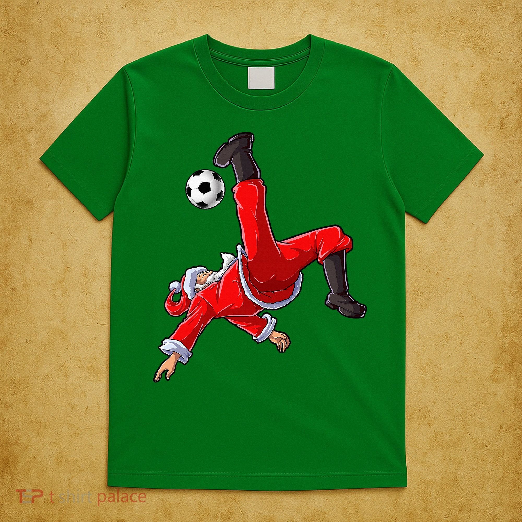 Soccer Christmas Santa Bicycle Kick Xmas Ball Sport T-Shirt