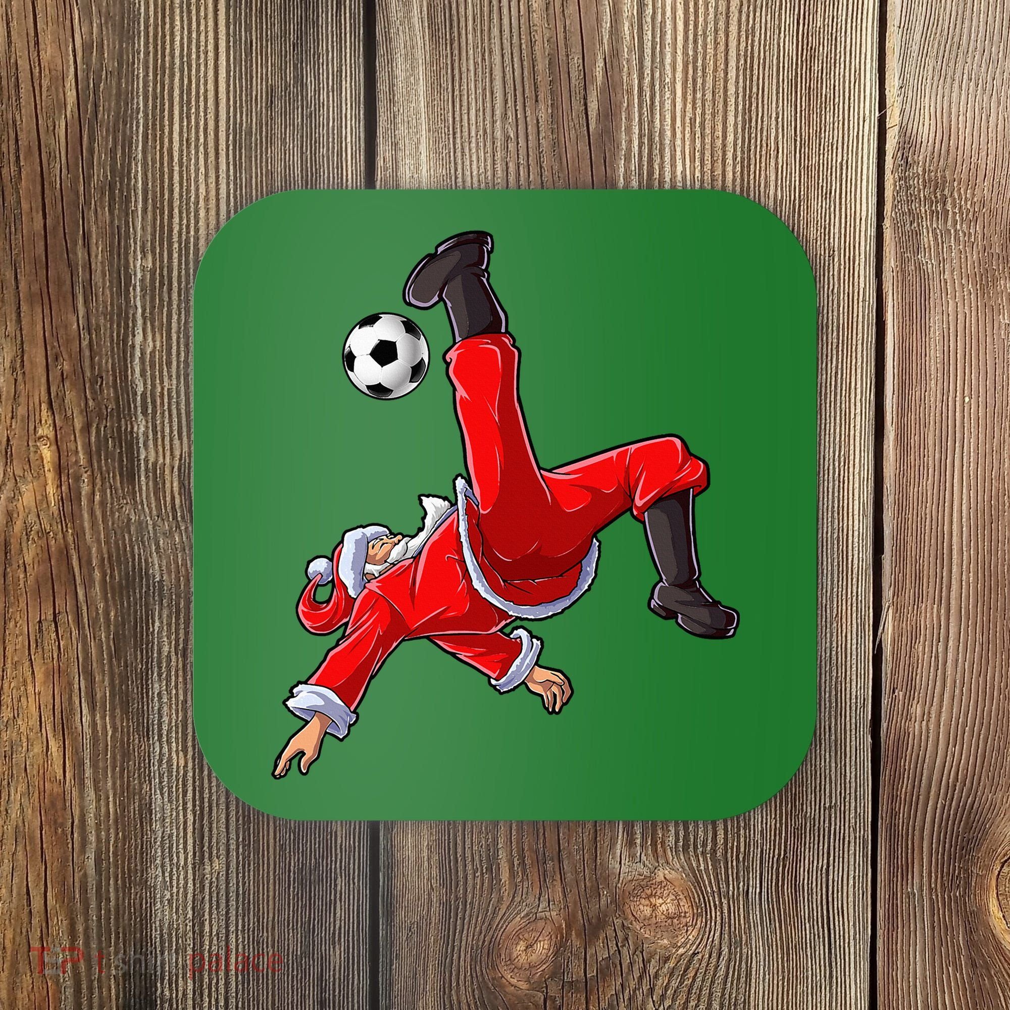 Soccer Christmas Santa Bicycle Kick Xmas Ball Sport Coaster