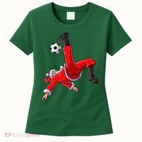 Soccer Christmas Santa Bicycle Kick Xmas Ball Sport Women's T-Shirt thumb 0