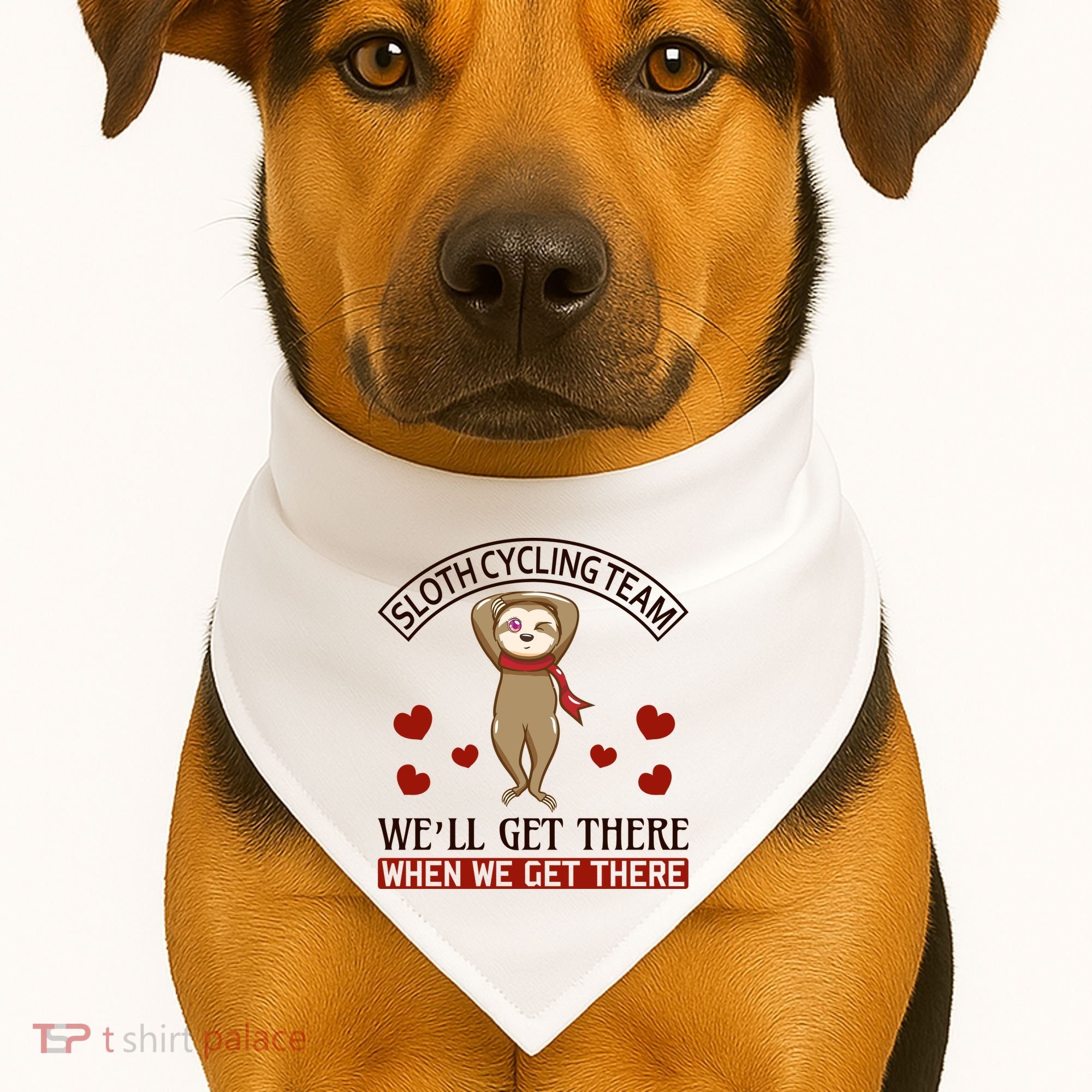 Sloth Cycling Team We'll Get There When We Get There USA-Made Doggie Bandana