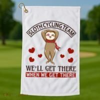 Sloth Cycling Team We'll Get There When We Get There Golf Towel thumb 1