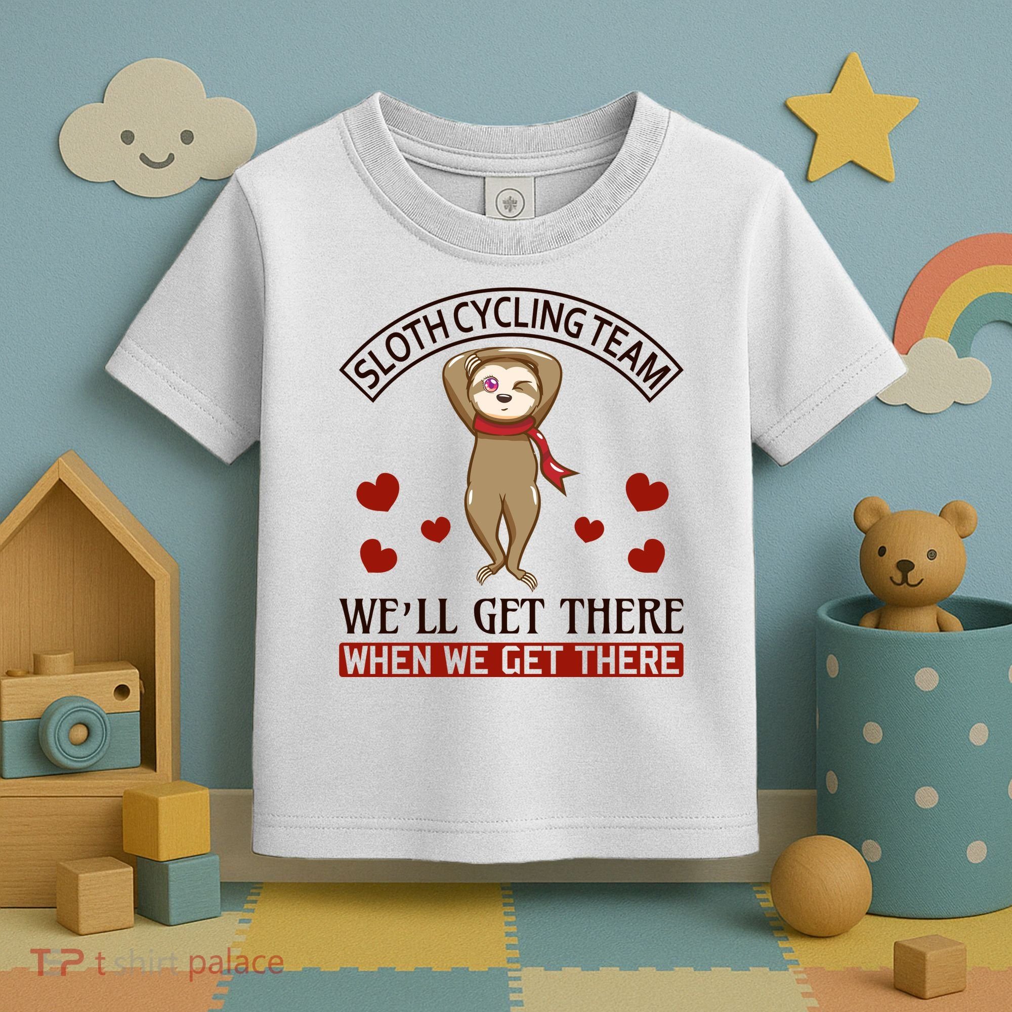 Sloth Cycling Team We'll Get There When We Get There Toddler T-Shirt