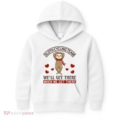 Sloth Cycling Team We'll Get There When We Get There Kids Hoodie