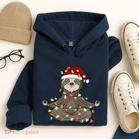 Sloth Christmas Tree Funny Yoga Sloth Hoodie thumb 4