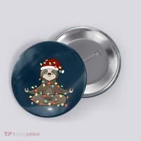 Sloth Christmas Tree Funny Yoga Sloth Button thumb 0