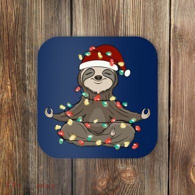 Sloth Christmas Tree Funny Yoga Sloth Coaster