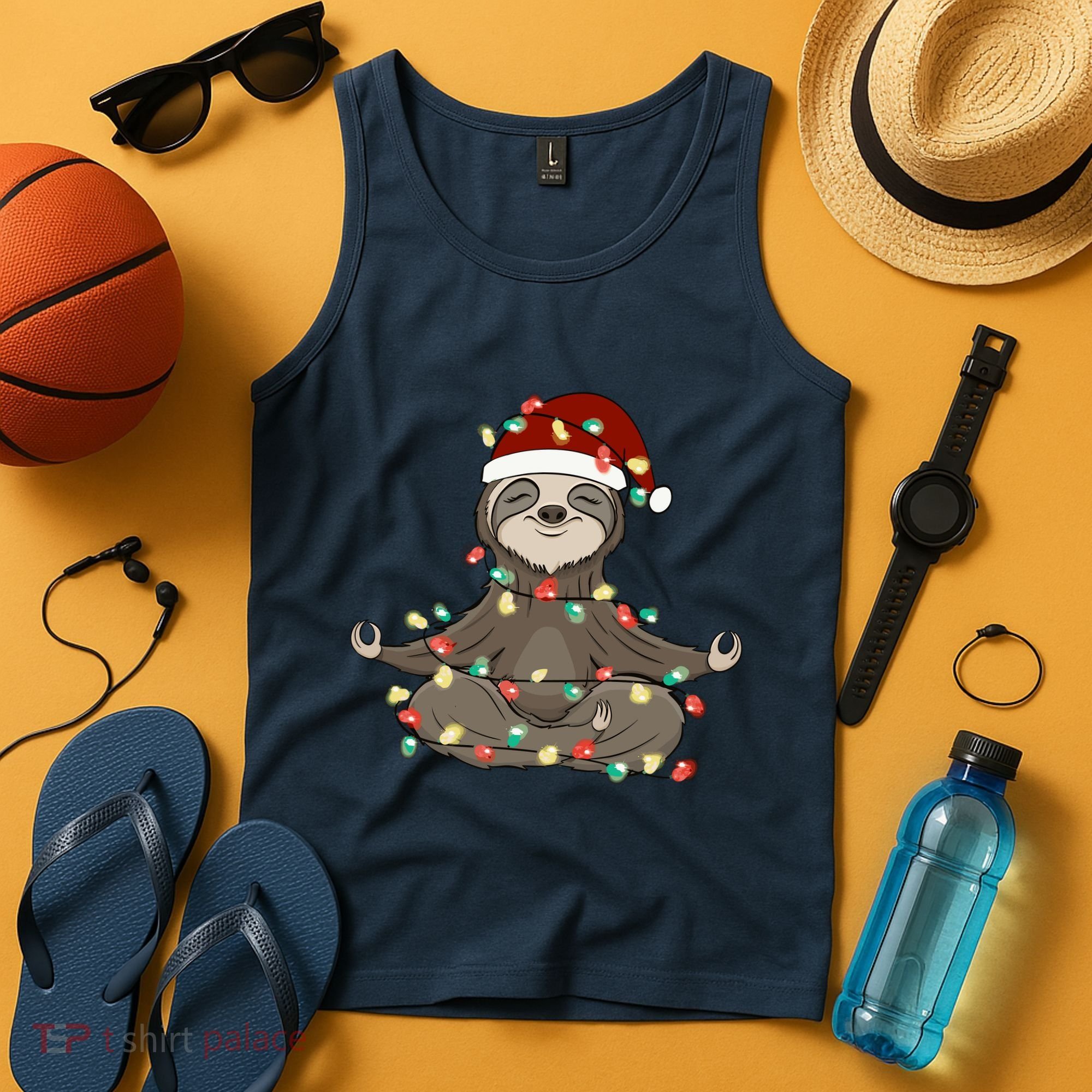 Sloth Christmas Tree Funny Yoga Sloth Tank Top