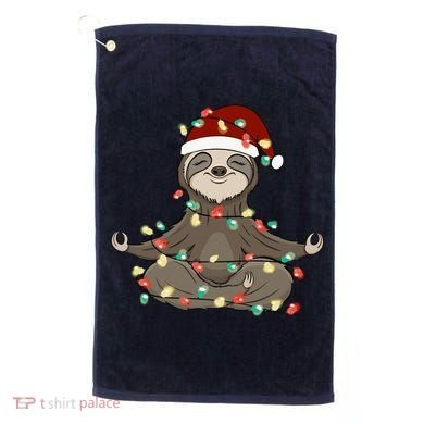 Sloth Christmas Tree Funny Yoga Sloth Golf Towel
