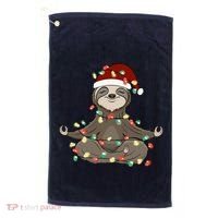 Sloth Christmas Tree Funny Yoga Sloth Golf Towel thumb 0