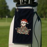 Sloth Christmas Tree Funny Yoga Sloth Golf Towel thumb 2