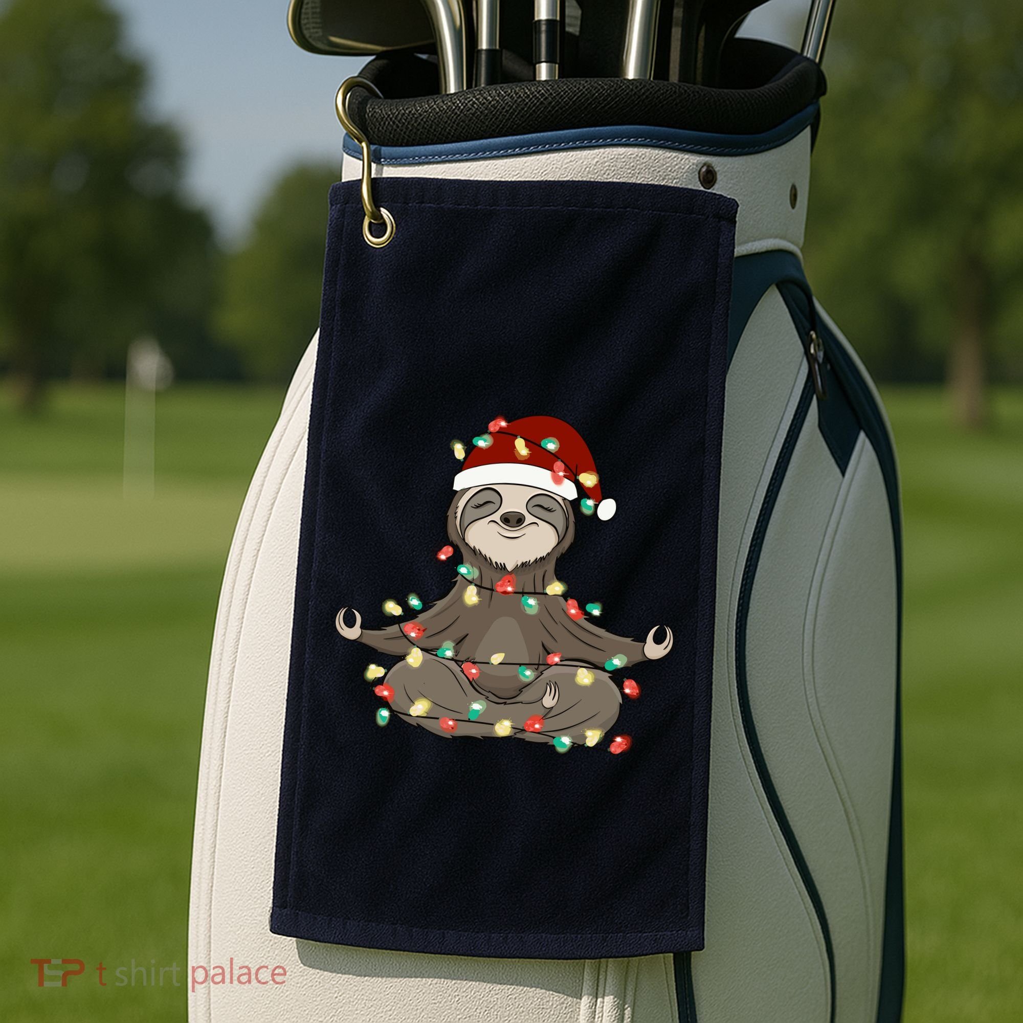 Sloth Christmas Tree Funny Yoga Sloth Golf Towel