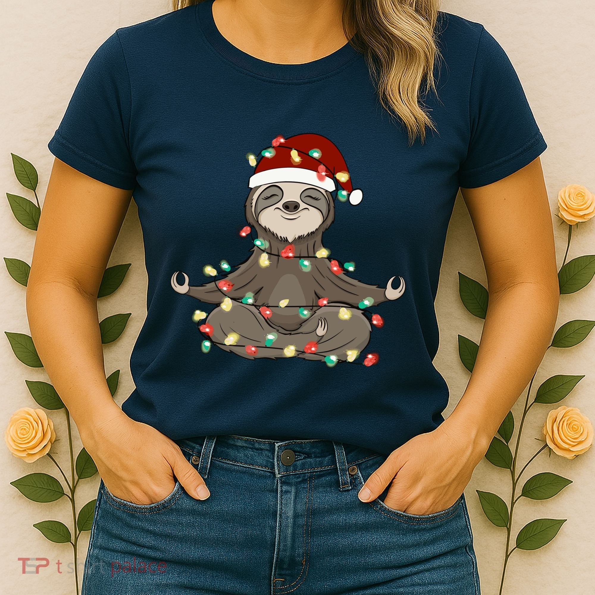 Sloth Christmas Tree Funny Yoga Sloth Women's T-Shirt