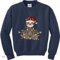 Sloth Christmas Tree Funny Yoga Sloth Kids Sweatshirt thumb 0