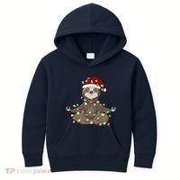 Sloth Christmas Tree Funny Yoga Sloth Kids Hoodie thumb 0