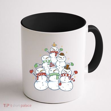 Snowman Christmas Tree Cute Holiday Coffee Mug back