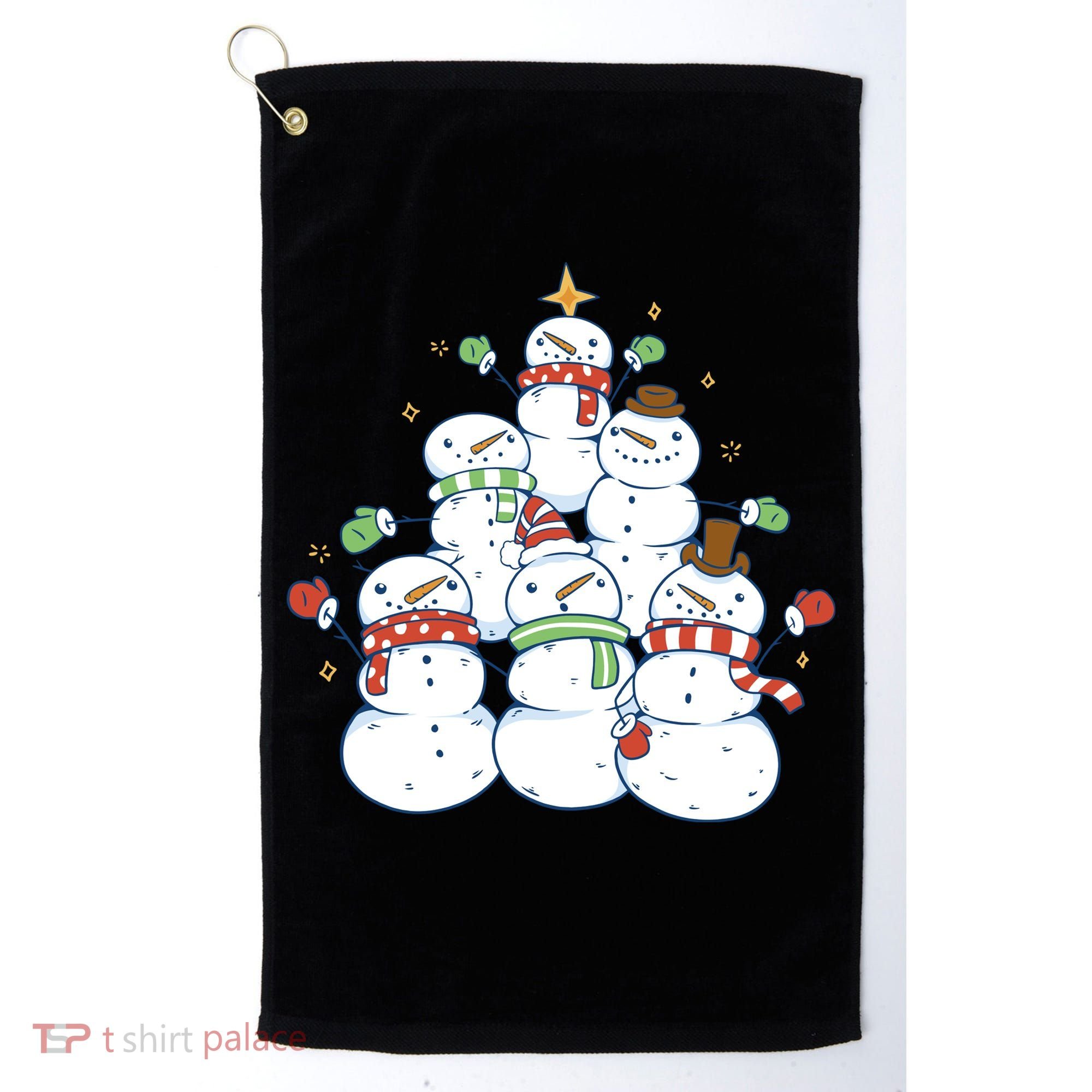 Snowman Christmas Tree Cute Holiday Golf Towel