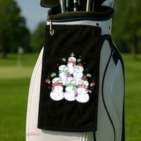 Snowman Christmas Tree Cute Holiday Golf Towel thumb 2