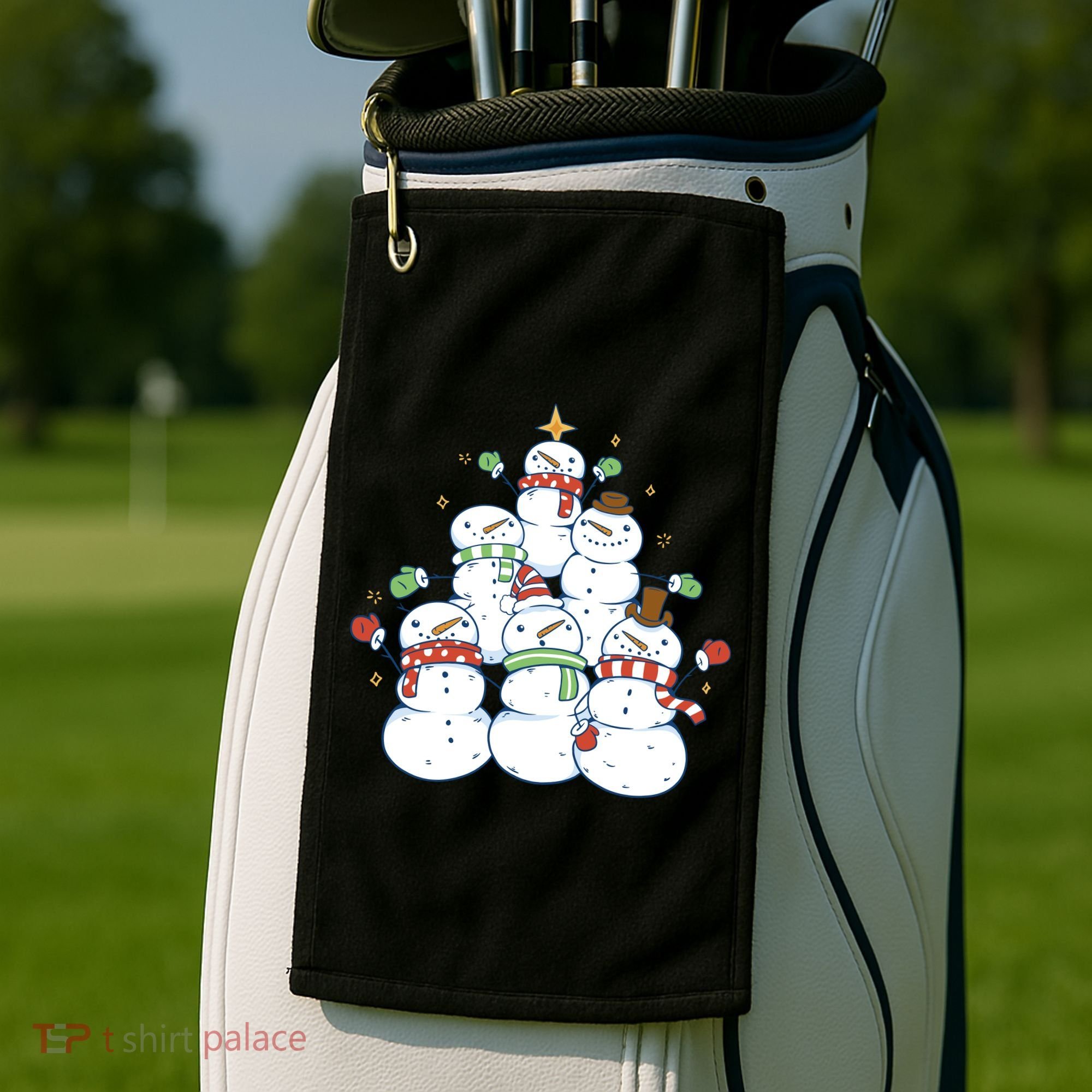 Snowman Christmas Tree Cute Holiday Golf Towel