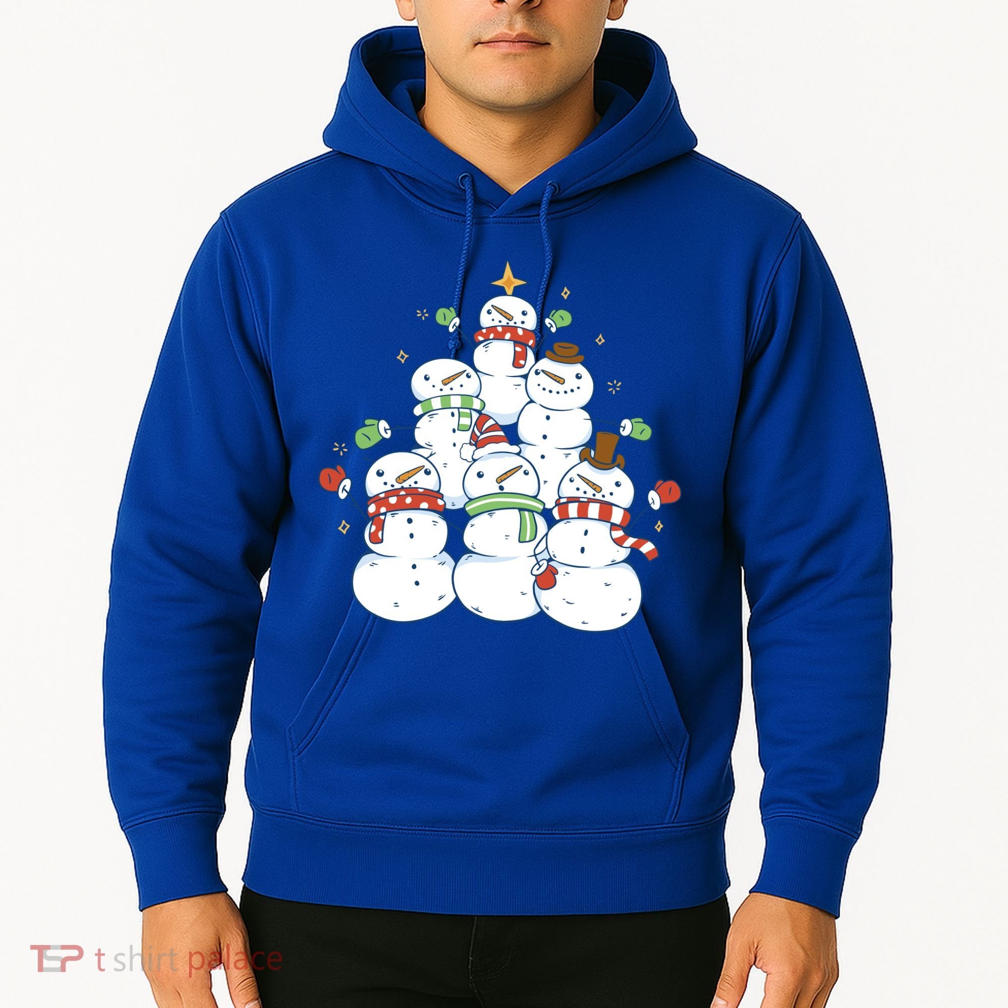 Snowman Christmas Tree Cute Holiday Hoodie