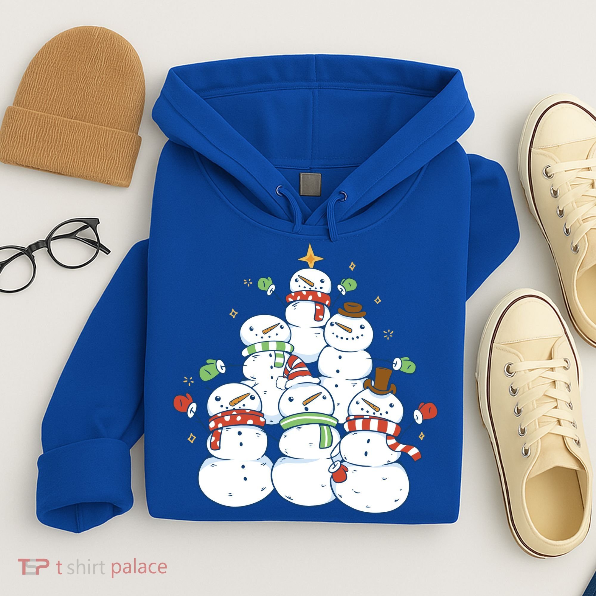Snowman Christmas Tree Cute Holiday Hoodie