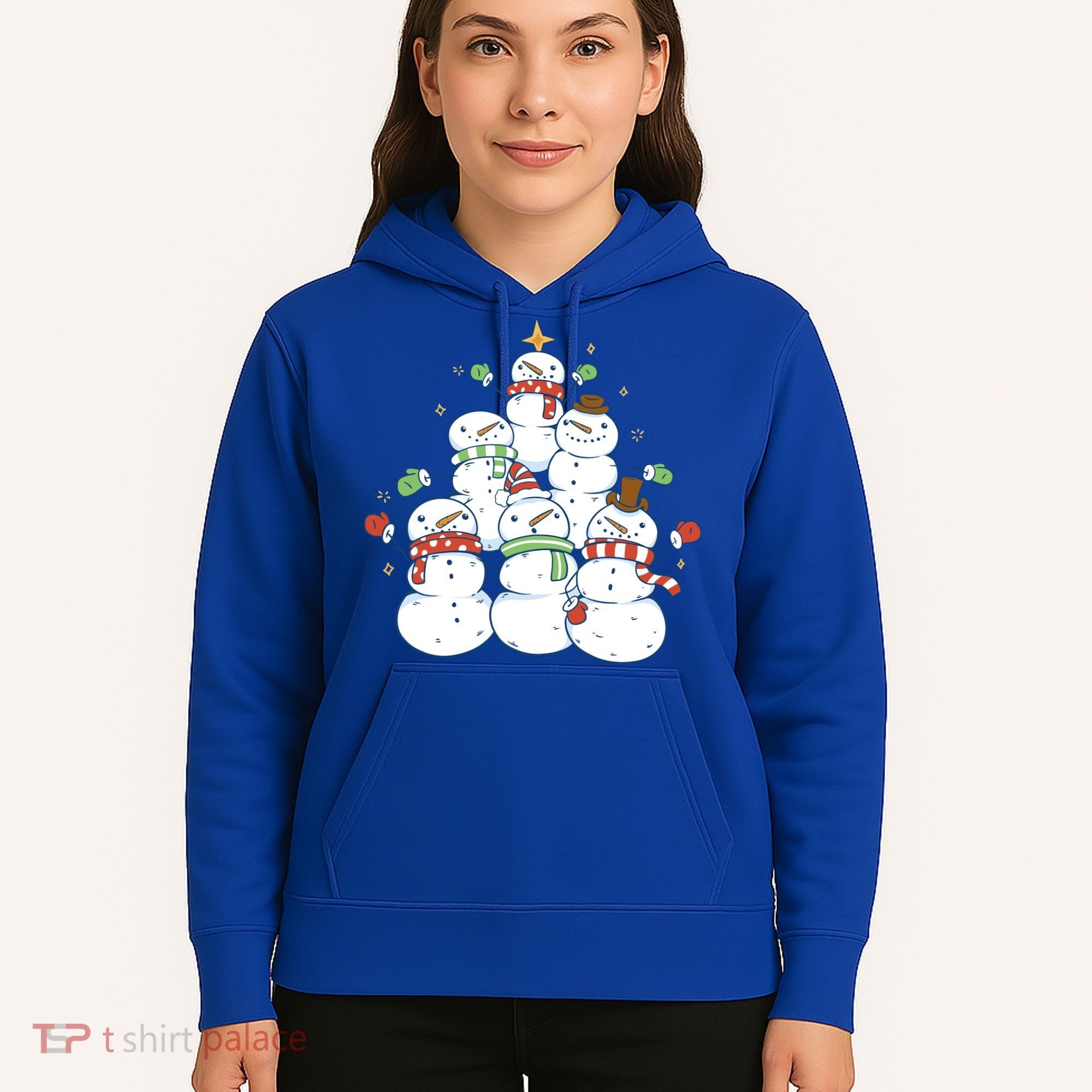 Snowman Christmas Tree Cute Holiday Hoodie