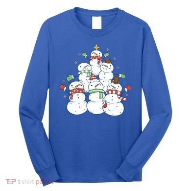 Snowman Christmas Tree Cute Holiday Long Sleeve Shirt