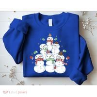 Snowman Christmas Tree Cute Holiday Sweatshirt thumb 2