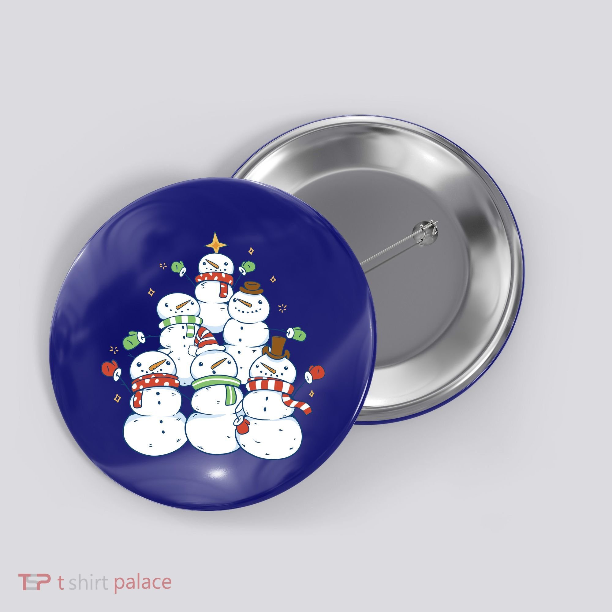 Snowman Christmas Tree Cute Holiday Button