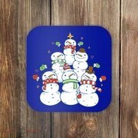 Snowman Christmas Tree Cute Holiday Coaster thumb 0