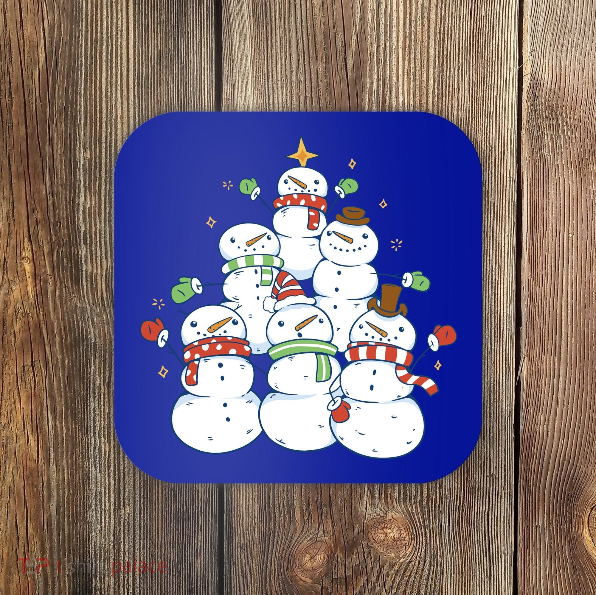 Snowman Christmas Tree Cute Holiday Coaster