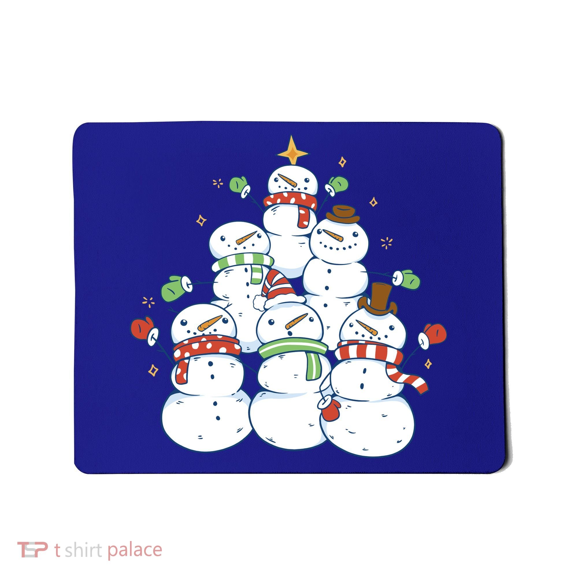 Snowman Christmas Tree Cute Holiday Mousepad