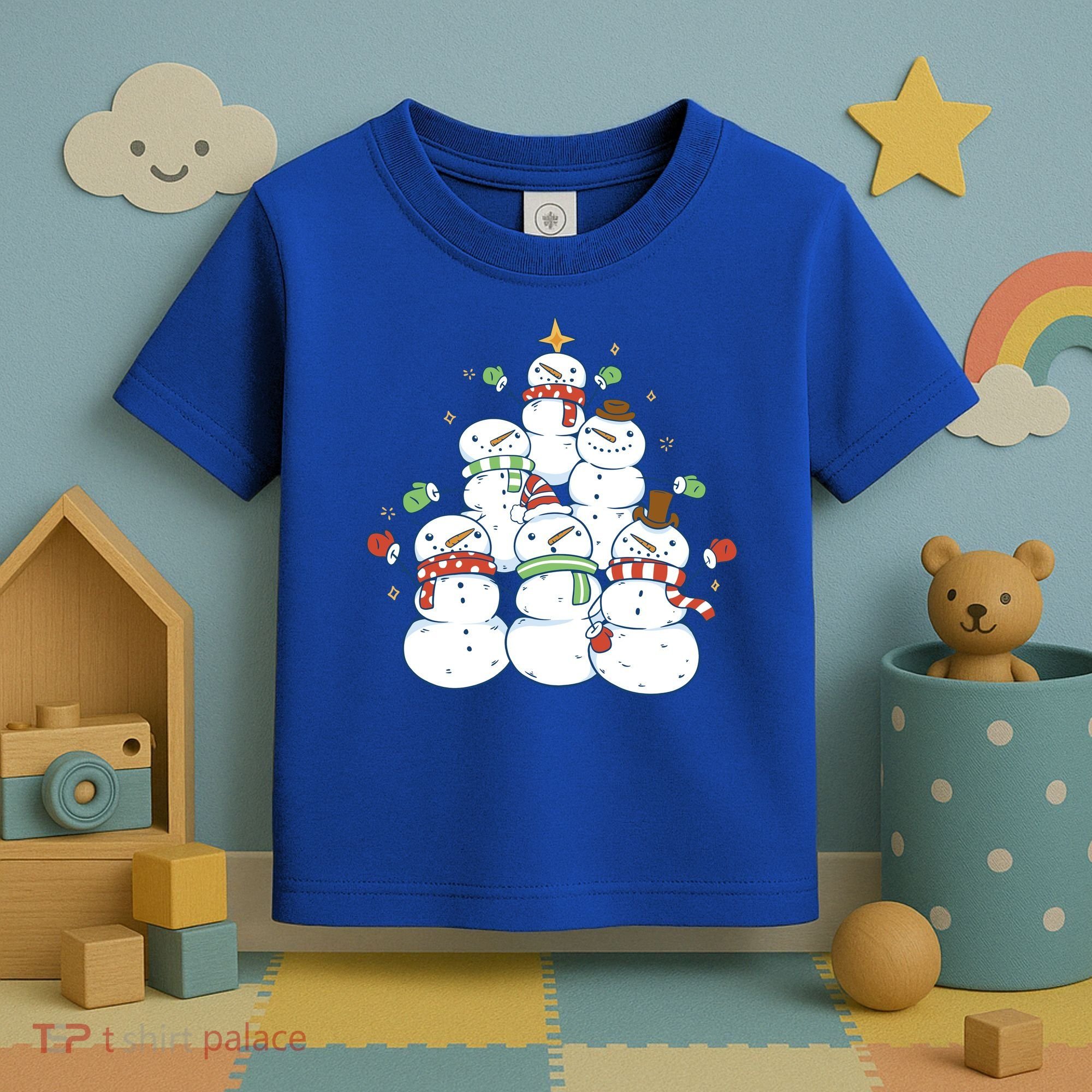 Snowman Christmas Tree Cute Holiday Toddler T-Shirt