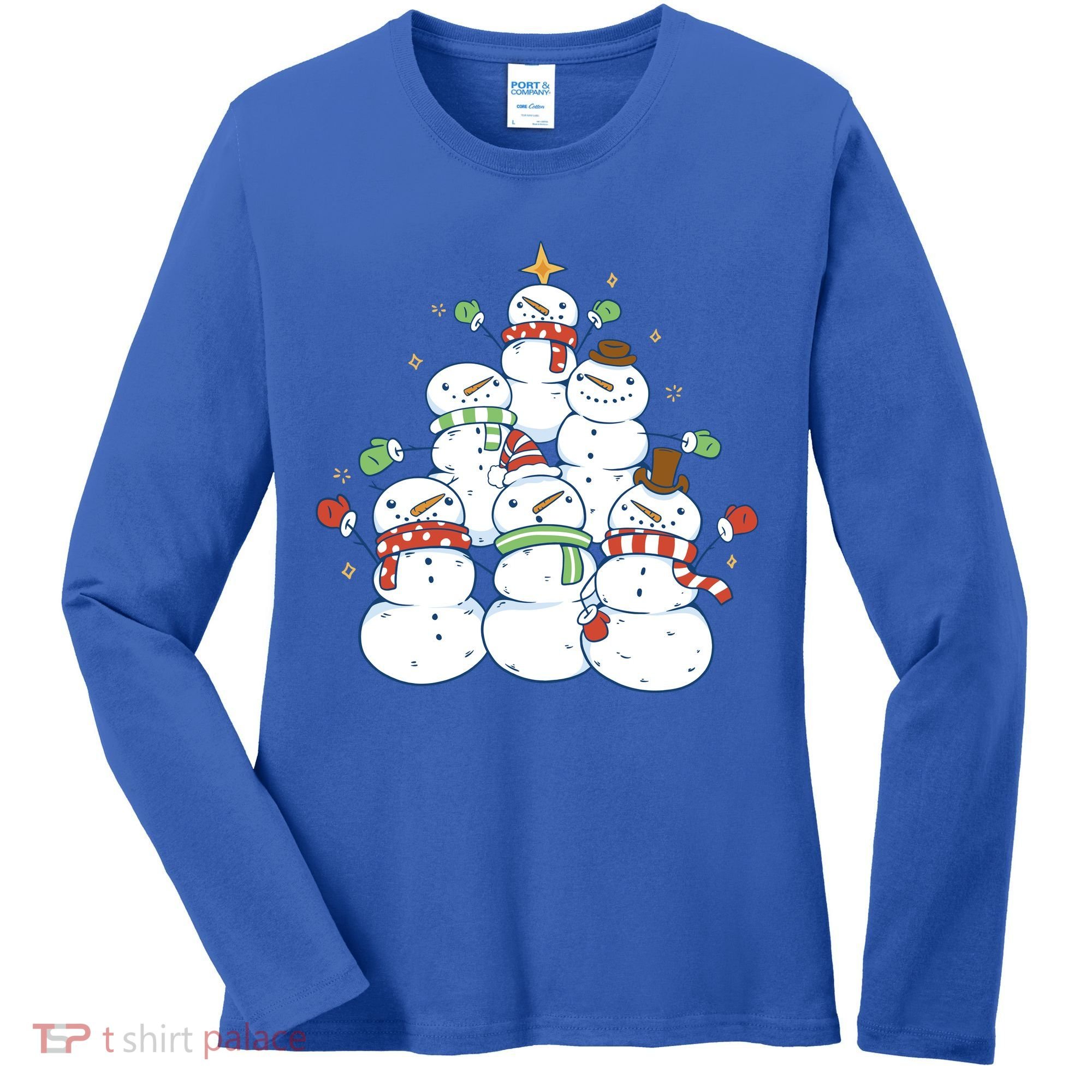 Snowman Christmas Tree Cute Holiday Women's Long Sleeve Shirt