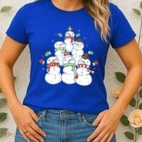 Snowman Christmas Tree Cute Holiday Women's T-Shirt thumb 2