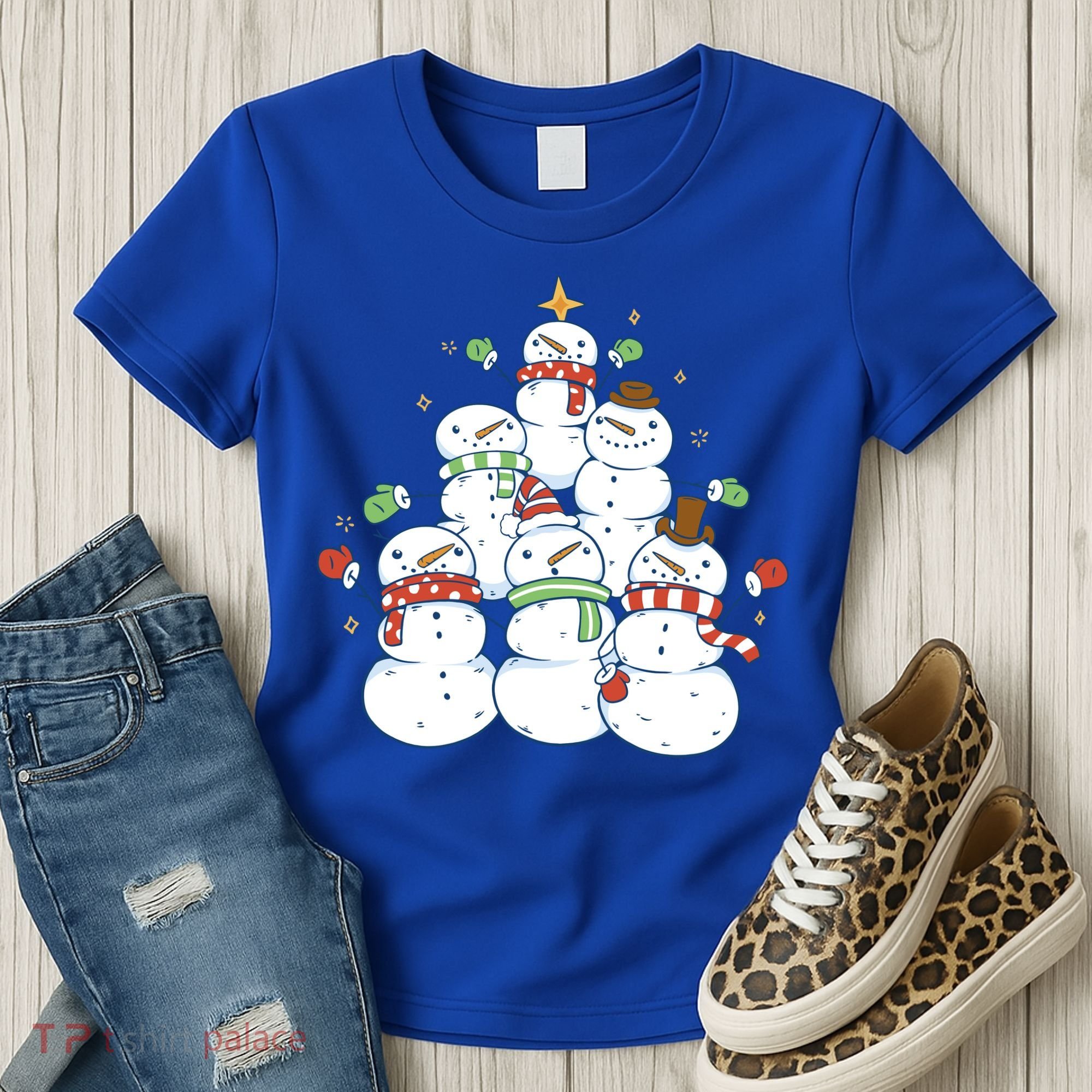 Snowman Christmas Tree Cute Holiday Women's T-Shirt