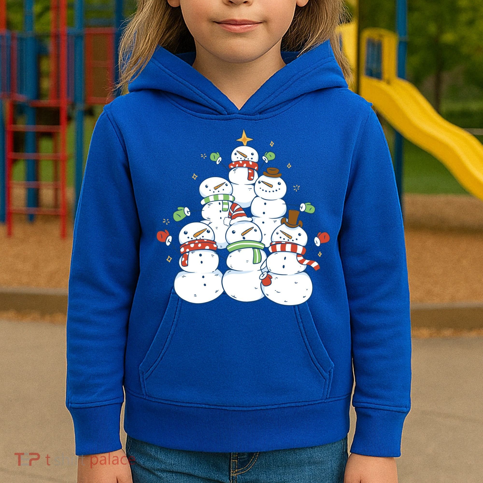 Snowman Christmas Tree Cute Holiday Kids Hoodie