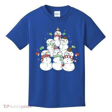 Snowman Christmas Tree Cute Holiday Kids T-Shirt