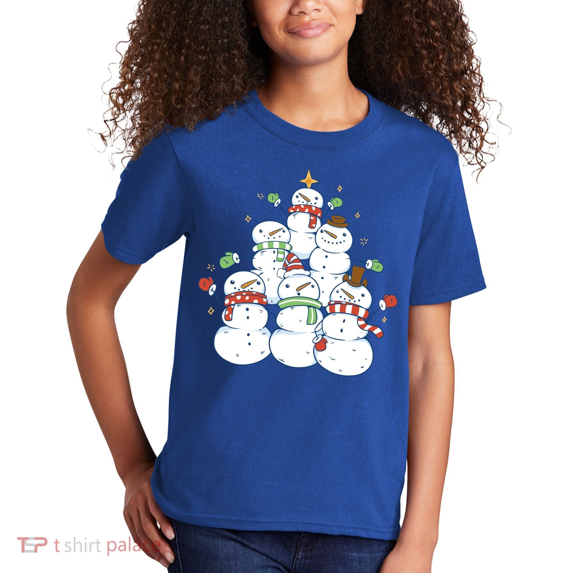 Snowman Christmas Tree Cute Holiday Kids T-Shirt