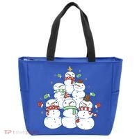 Snowman Christmas Tree Cute Holiday Tote Bag thumb 0