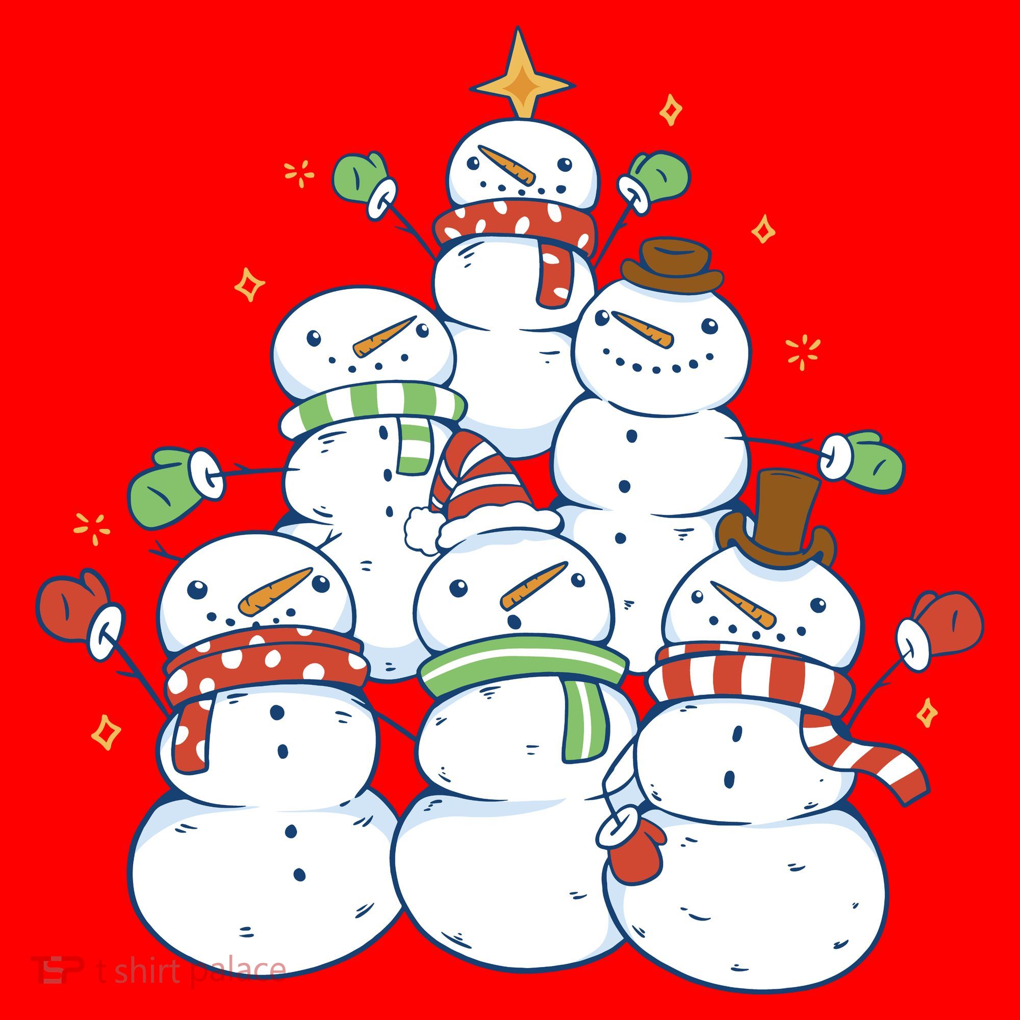 Snowman Christmas Tree Cute Holiday Santa Hat