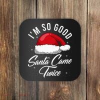 Santa Came Twice Funny Christmas Joke Coaster thumb 0