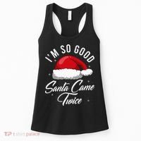 Santa Came Twice Funny Christmas Joke Women's Tank Top thumb 0