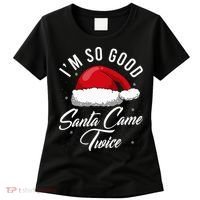 Santa Came Twice Funny Christmas Joke Women's T-Shirt thumb 0