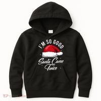 Santa Came Twice Funny Christmas Joke Kids Hoodie thumb 0